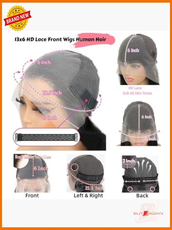 13x6 HD Lace Front Wig Human Hair 200 Density Straight Glueless main image 6